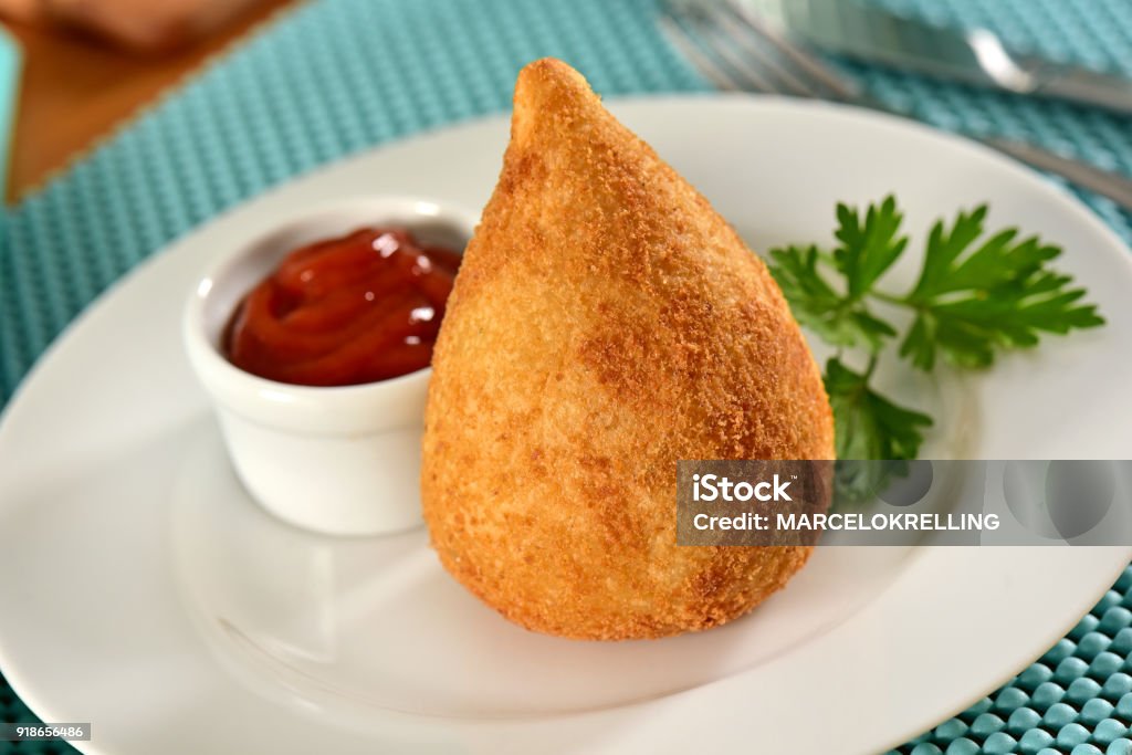 Coxinha Typical Brazilian snack with black coffee Coxinha Stock Photo