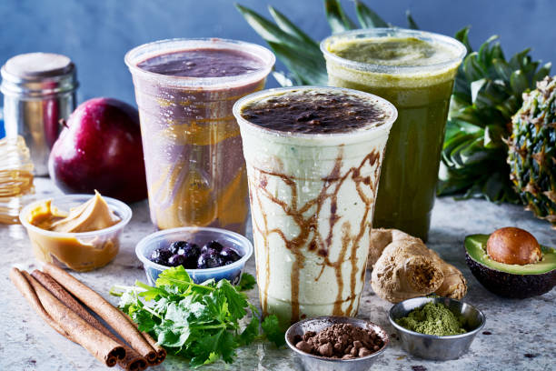 istock three vegan smoothies with matcha, acia and guarana 918657206