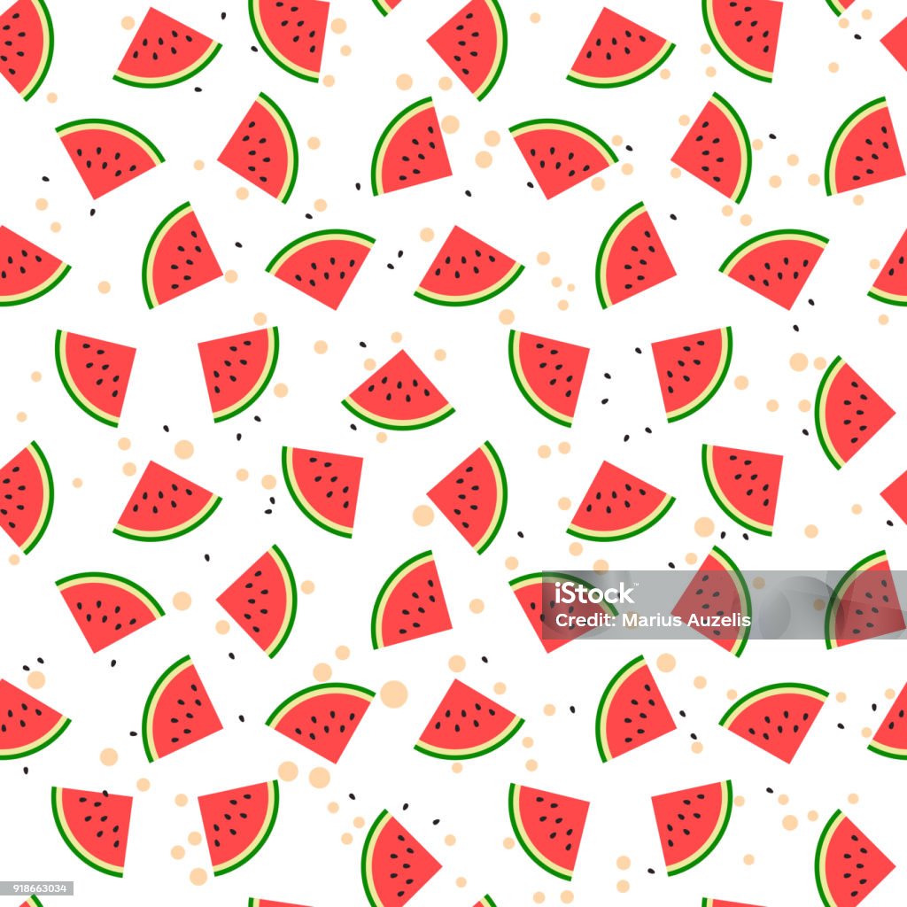 Watermelon seamless pattern Seamless pattern with sliced watermelon, juice splash and loose seeds. Flat design. Watermelon stock vector