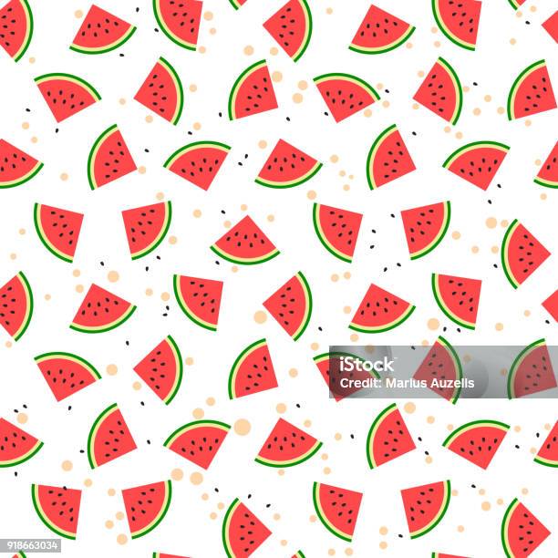 Watermelon Seamless Pattern Stock Illustration - Download Image Now - Watermelon, Pattern, Slice of Food