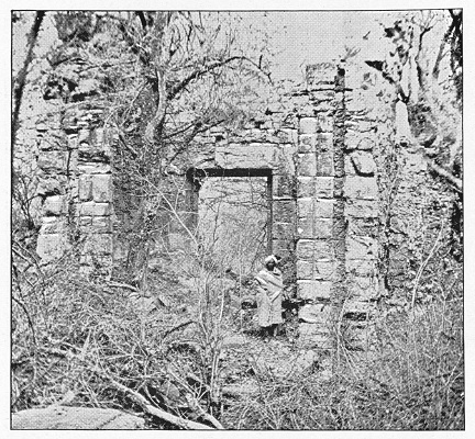 Old ruins near Kandy, British Ceylon during the british era. Vintage halftone circa late 19th century. British Ceylon is now modern day Sri Lanka.