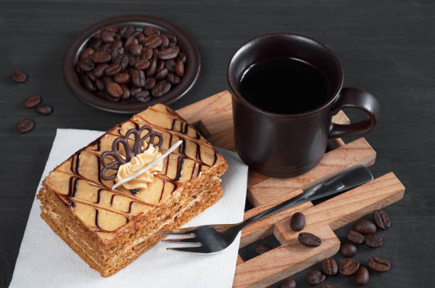 Honey cake and coffee