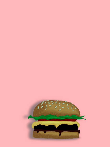 burger on a pink background vector art illustration