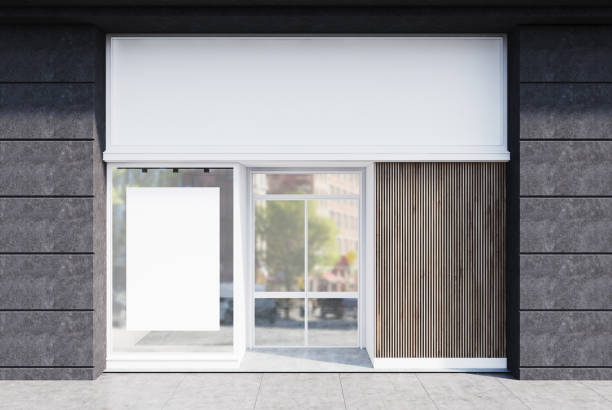 istock Gray and white cafe facade, poster 918678924
