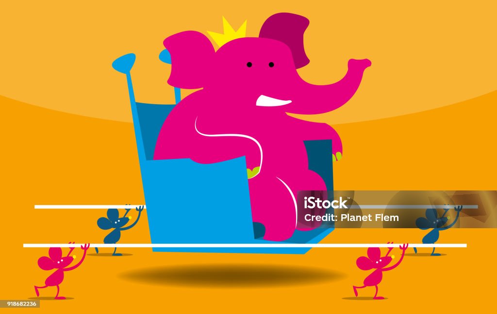 Mice Carrying An Elephant King On A Throne Stock Illustration - Download  Image Now - Elephant, Mouse - Animal, King - Royal Person - iStock