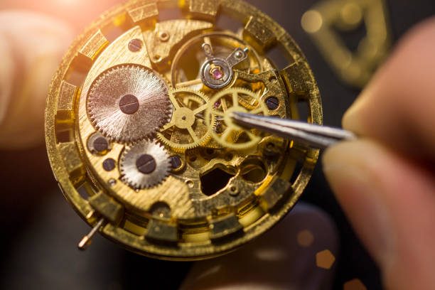istock Process of installing a part on a mechanical watch, watch repair 918684286