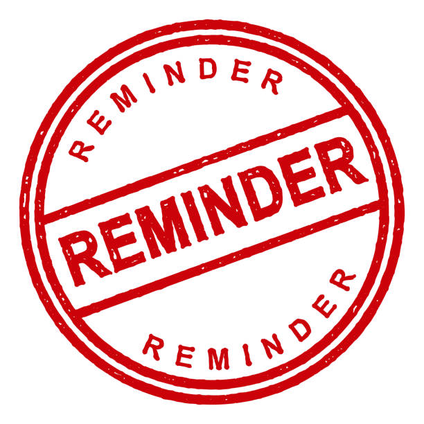 Red Rubber Stamp Icon on Transparent Background A red inked rubber stamp, with a grungy texture to simulate the effect of ink on paper. AI10 EPS is saved in a CMYK color space for optimal printing. reminder-stamp stock illustrations