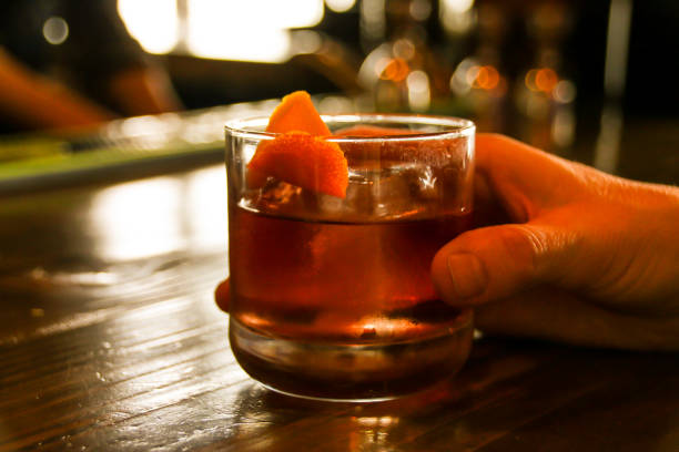 istock Bright Amber Hue Drink on Bar Top 918729290