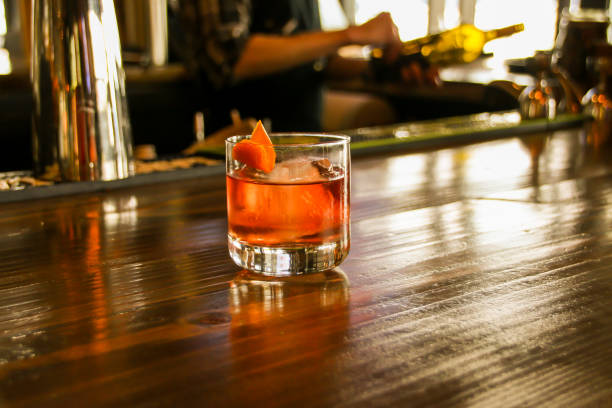 istock Bright Amber Hue Drink on Bar Top 918729354