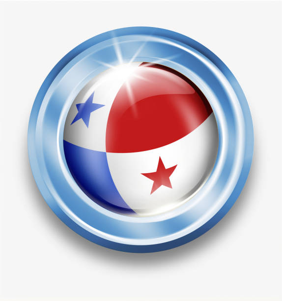 ilustraciones, imágenes clip art, dibujos animados e iconos de stock de botón de plata de panamá con bandera panameña aislado en blanco - bola 3d de bandera de panamá