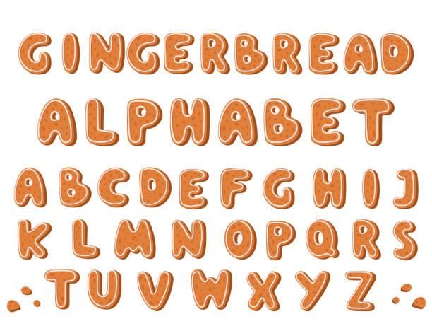istock Gingerbread cookies alphabet holidays ginger cookie font text food biscuit xmas letter vector illustration 918733196