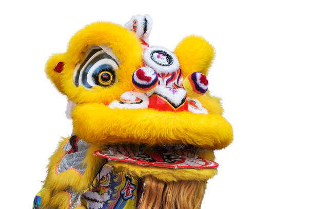 istock Chinese lion dance costume isolated on white background 918743618