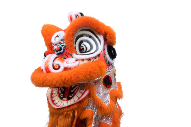 istock Chinese lion dance costume isolated on white background 918743620