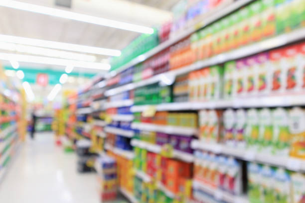 istock Abstract blur supermarket aisle background 918746446