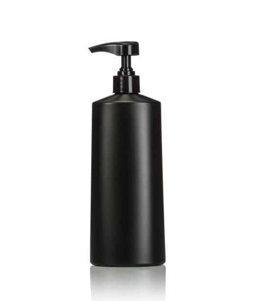 istock Blank black pump plastic bottle used for shampoo or soap. Studio shot isolated on white 918757680
