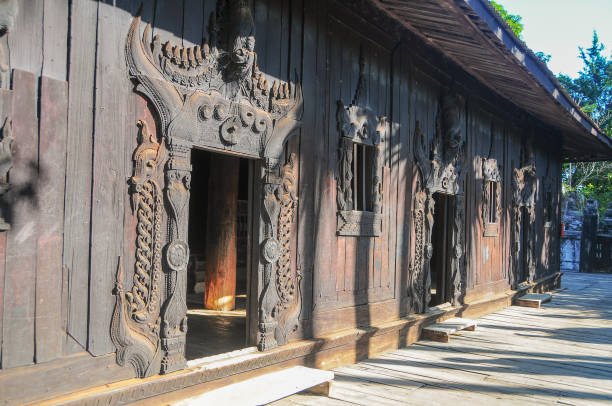 istock Carvings on teakwood temple, Myanmar 918758490