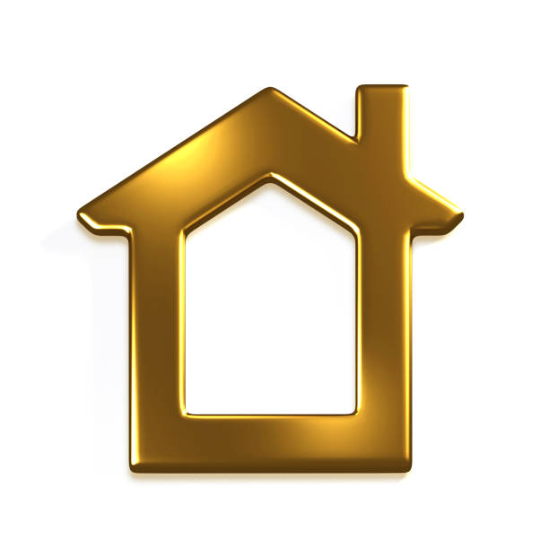 istock Gold House Real Estate. 3D Render Graphic Illustration 918764432