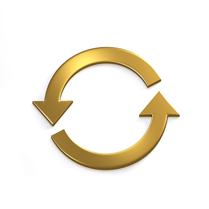 Gold Recycling Circular Arrows. Concept for Real Estate