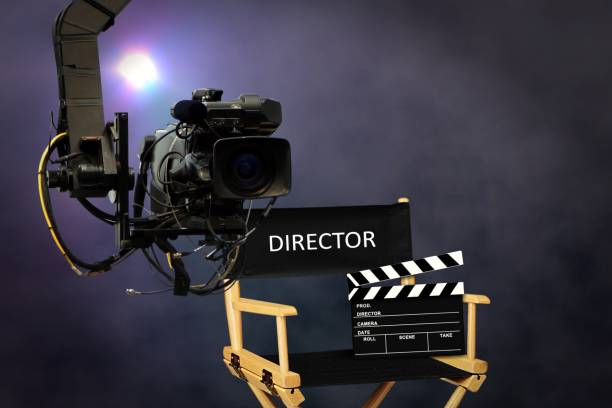 istock Director seat on set with video camera 918767400