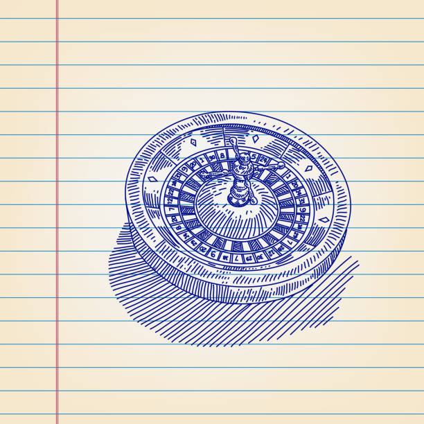 Line drawing of Roulette wheel, Elements are grouped.contains eps10 and high resolution jpeg.