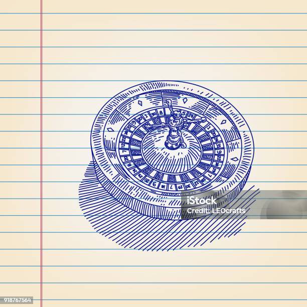 Roulette Wheel Drawing On Lined Paper Stock Illustration - Download Image Now - Roulette Wheel, Clip Art, Concepts