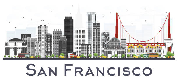 샌 프란 시스 코 미국 도시의 스카이 라인. - san francisco county skyline vector bridge stock illustrations