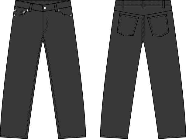 illustrations, cliparts, dessins animés et icônes de illustration des pantalons en denim simple - silhouette isolated pants adult