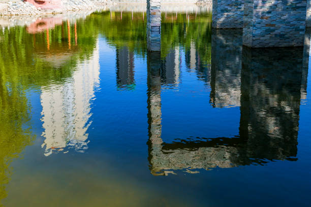 Autumn Park, landscape, water reflection, the combination of nature and the city