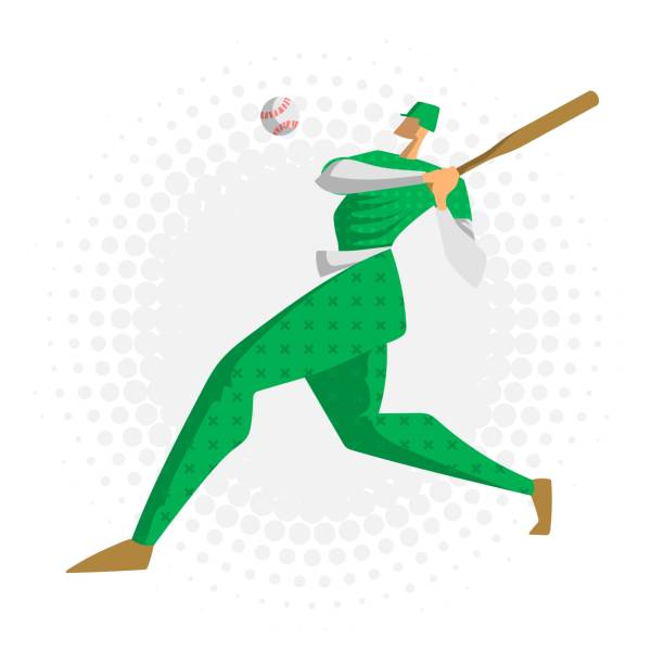 야구 선수, 평면 스타일에서 벡터 일러스트 레이 션입니다. - white background baseball one person action stock illustrations