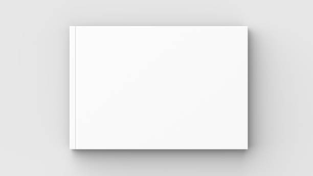 istock Horizontal - landscape hardcover brochure, book or catalog mock up isolated on soft gray background. 3D illustrating. 918795622