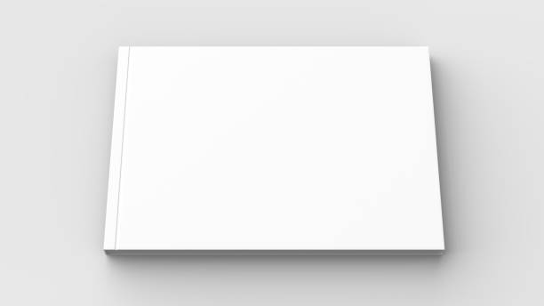 istock Horizontal - landscape hardcover brochure, book or catalog mock up isolated on soft gray background. 3D illustrating. 918795832
