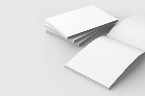 istock Horizontal - landscape hardcover brochure, book or catalog mock up isolated on soft gray background. 3D illustrating. 918803176