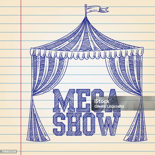 Mega Show Banner Drawing On Lined Paper Stock Illustration - Download Image Now - Banner - Sign, Building Entrance, Clip Art