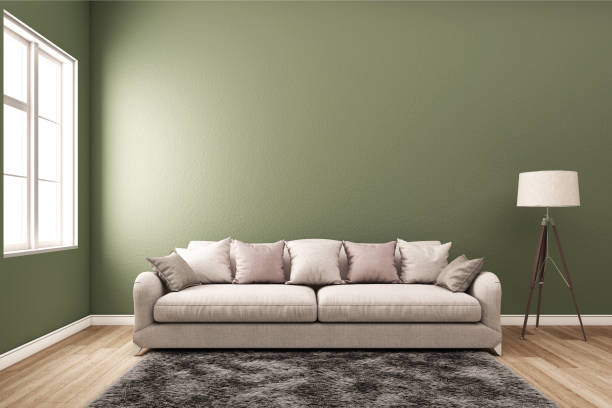 istock Interior with sofa and green wall.3D Illustration 918807090
