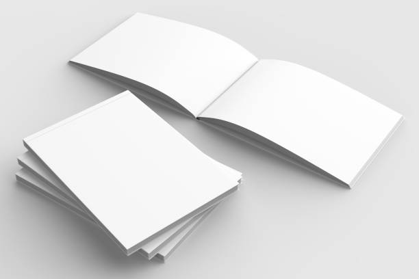 istock Horizontal - landscape hardcover brochure, book or catalog mock up isolated on soft gray background. 3D illustrating. 918807416