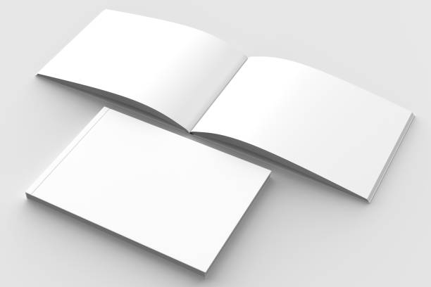 istock Horizontal - landscape hardcover brochure, book or catalog mock up isolated on soft gray background. 3D illustrating. 918813072