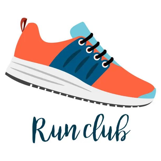 Vector illustration of Shoes with text run club