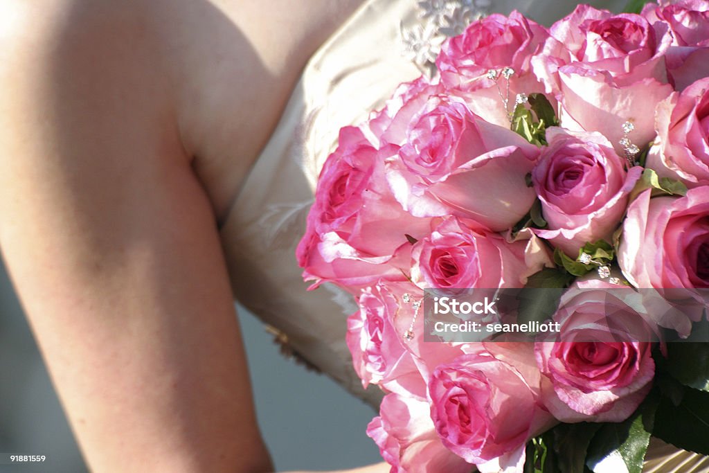 bride and boquet bride and boquet of pink roses Adult Stock Photo