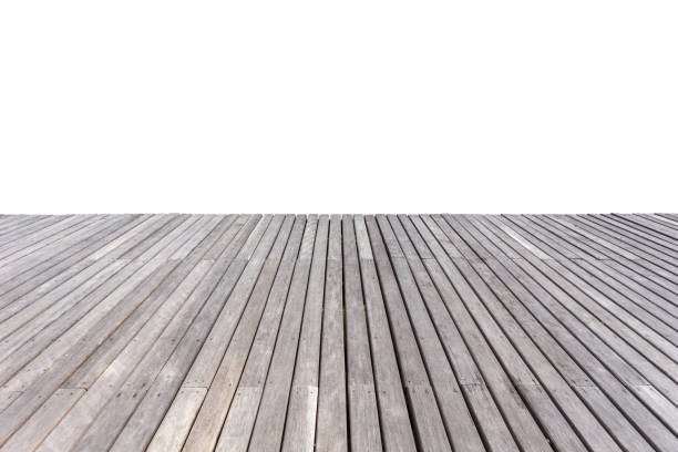 istock Old exterior wooden decking or flooring isolated on white. Saved with clipping path 918821584