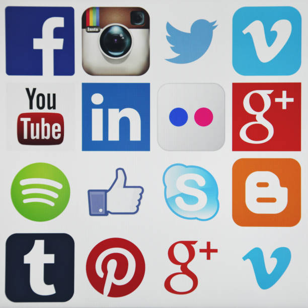 ícones de mídia social, aplicativos - social media flickr facebook application software - fotografias e filmes do acervo