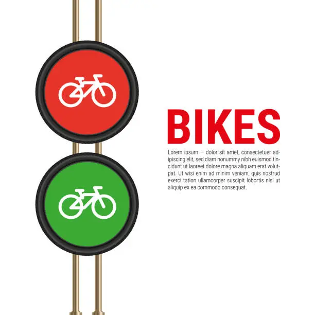 Vector illustration of Vector Bicycle Traffic Lights, Template for Advertising Banner with an Example of Text Layout