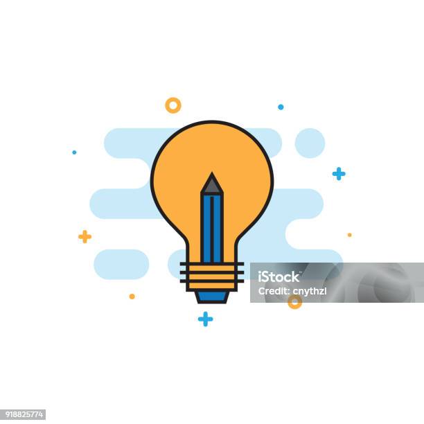 Inspirations Flat Line Icon Stock Illustration - Download Image Now - Logo, Learning, Innovation