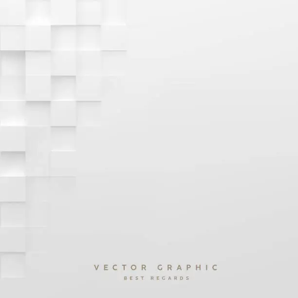 Vector illustration of Abstract white square background. Geometric minimalistic cover design. Vector graphic.