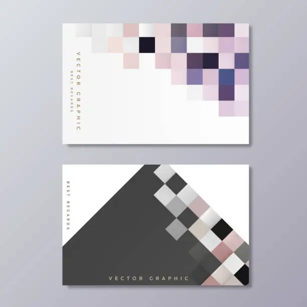 Vector illustration of Mosaic square background. Abstract Geometric minimal Business Card design template.