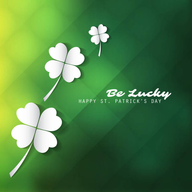 Greeting Card Design Template for Saint Patrick's Day Green Happy St. Patrick's Day Card or Background Template Creative Design clover celebration event sparse simplicity stock illustrations