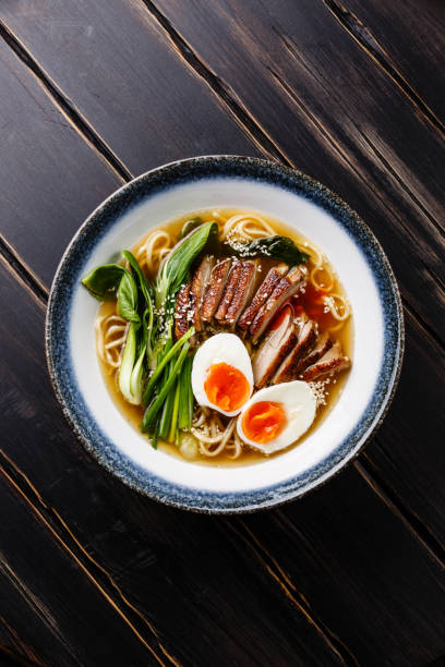 istock Ramen noodles with Duck, egg and pak choi cabbage 918851068