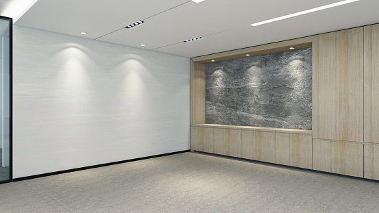 Modern Empty Room, 3D render interior design, mock up illustration