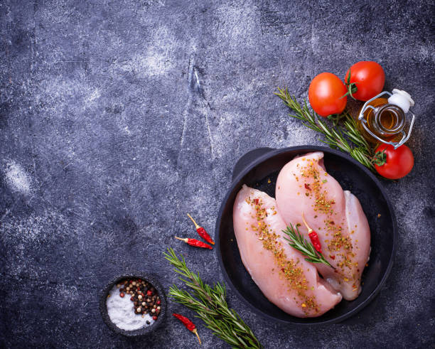 istock Raw chicken fillet in cast iron pan 918861934