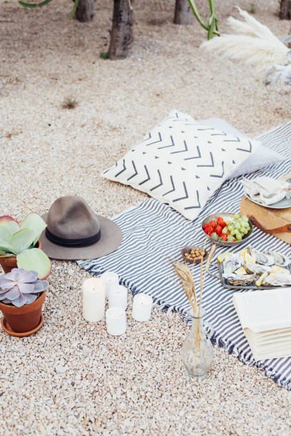istock Romantic picnic in park in bohemian style 918862318