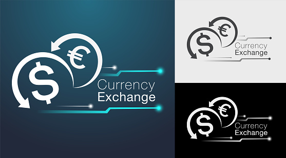 digital currency exchange sign board & icon design.